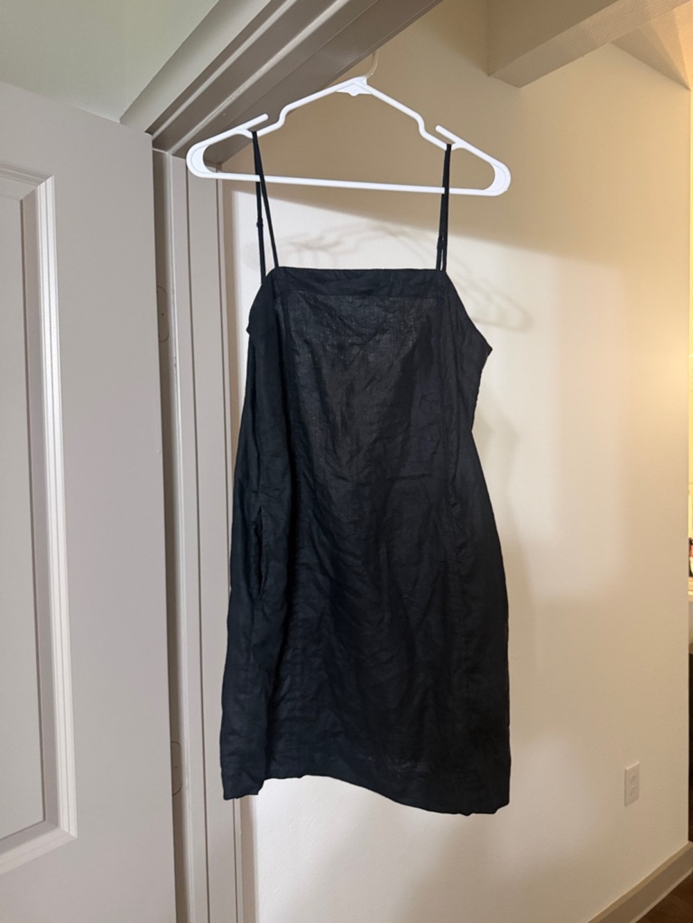 Madewell Black Linen Mini Slip Dress